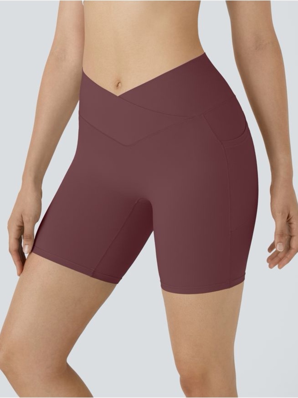 HALARA | High Waisted Crossover Side Pocket Biker Shorts 5'' | Dusty Rose